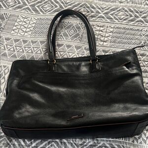 Fossil Black Leather Duffel Bag